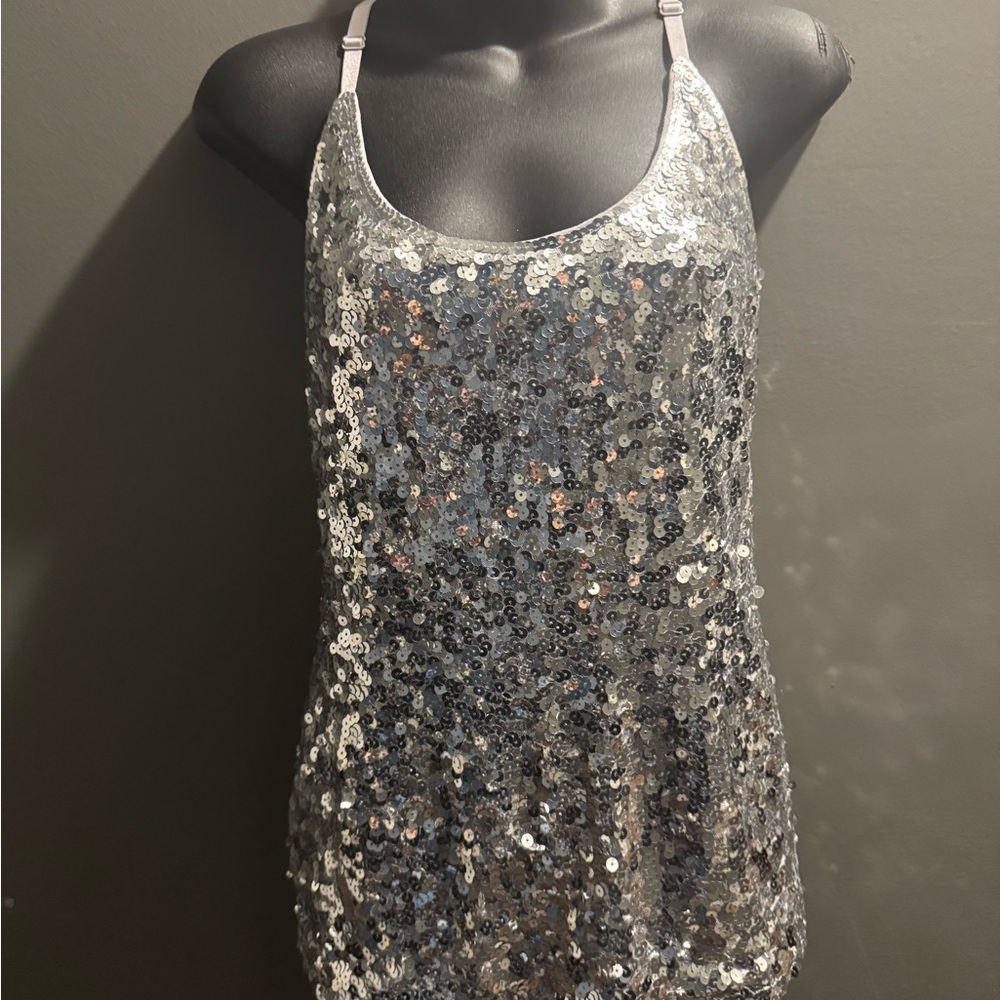 Silver Sequin Tank Top